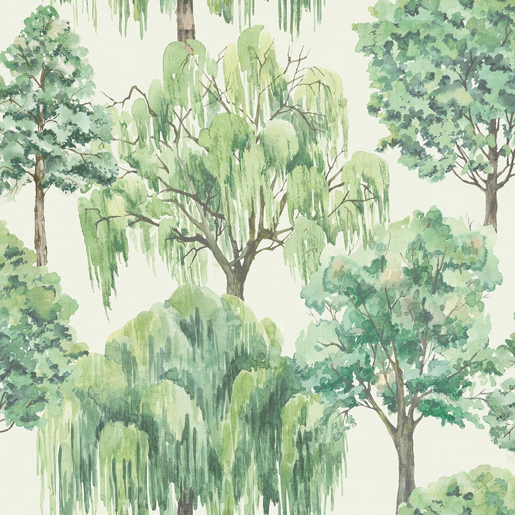 Whispering Willow Wallpaper in Ivory/Green color - pattern number 100048EH - by Seabrook in the Heritage Tales collection