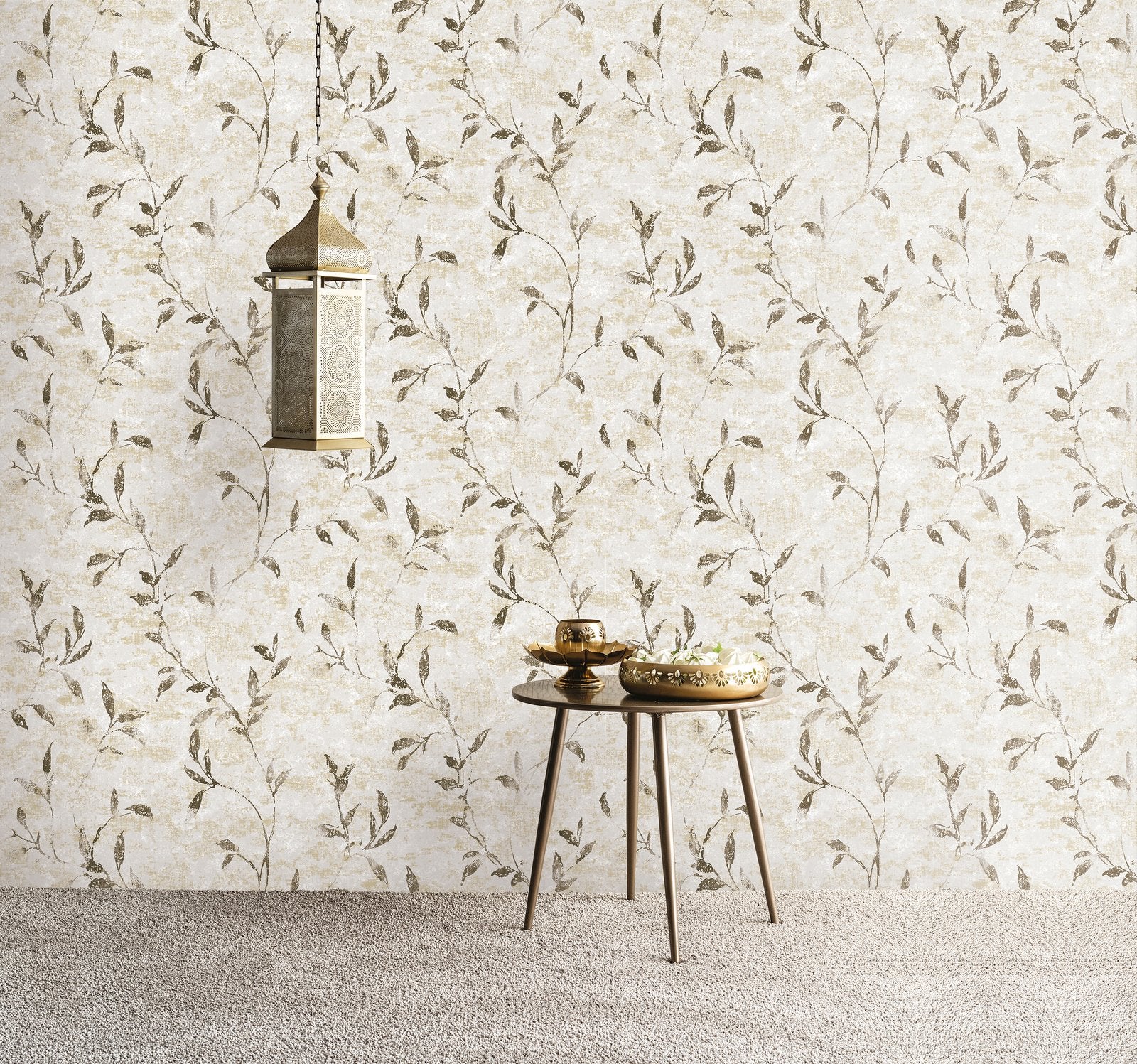 Leaf Impression wallpaper in rose gold color - pattern number 11501 - by Galerie in the Elegance collection