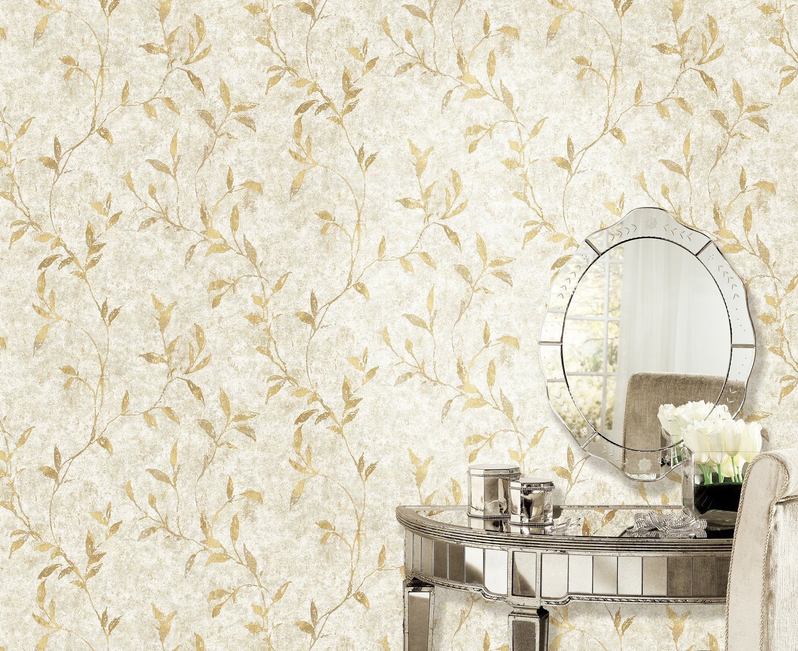 Leaf Impression wallpaper in gold color - pattern number 11502 - by Galerie in the Elegance collection