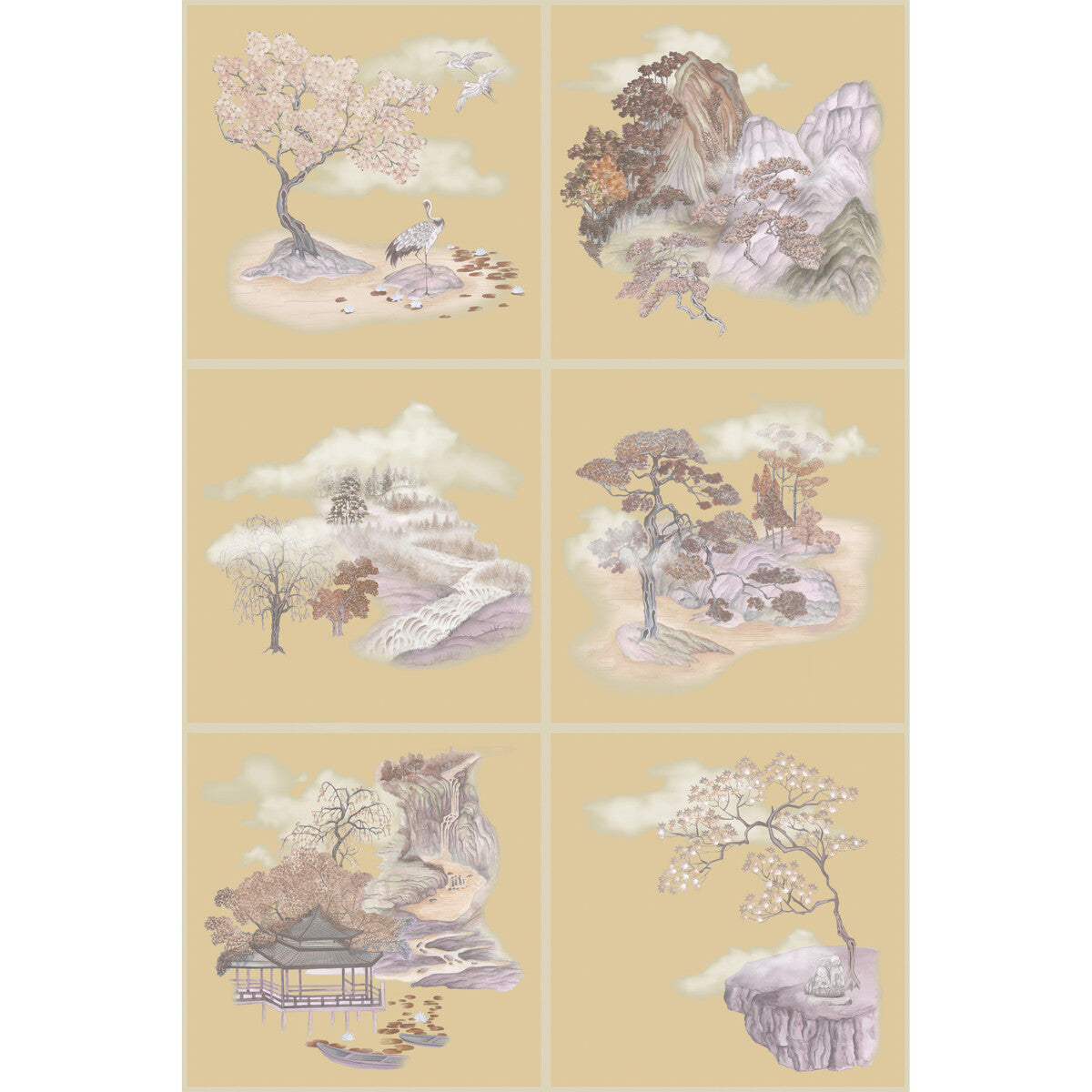 Tile Toile Metallic Wallpaper in gilded autumnal color - pattern number 126/10038.CS.0 - by Cole and Son in the Shinrin Yoku collection