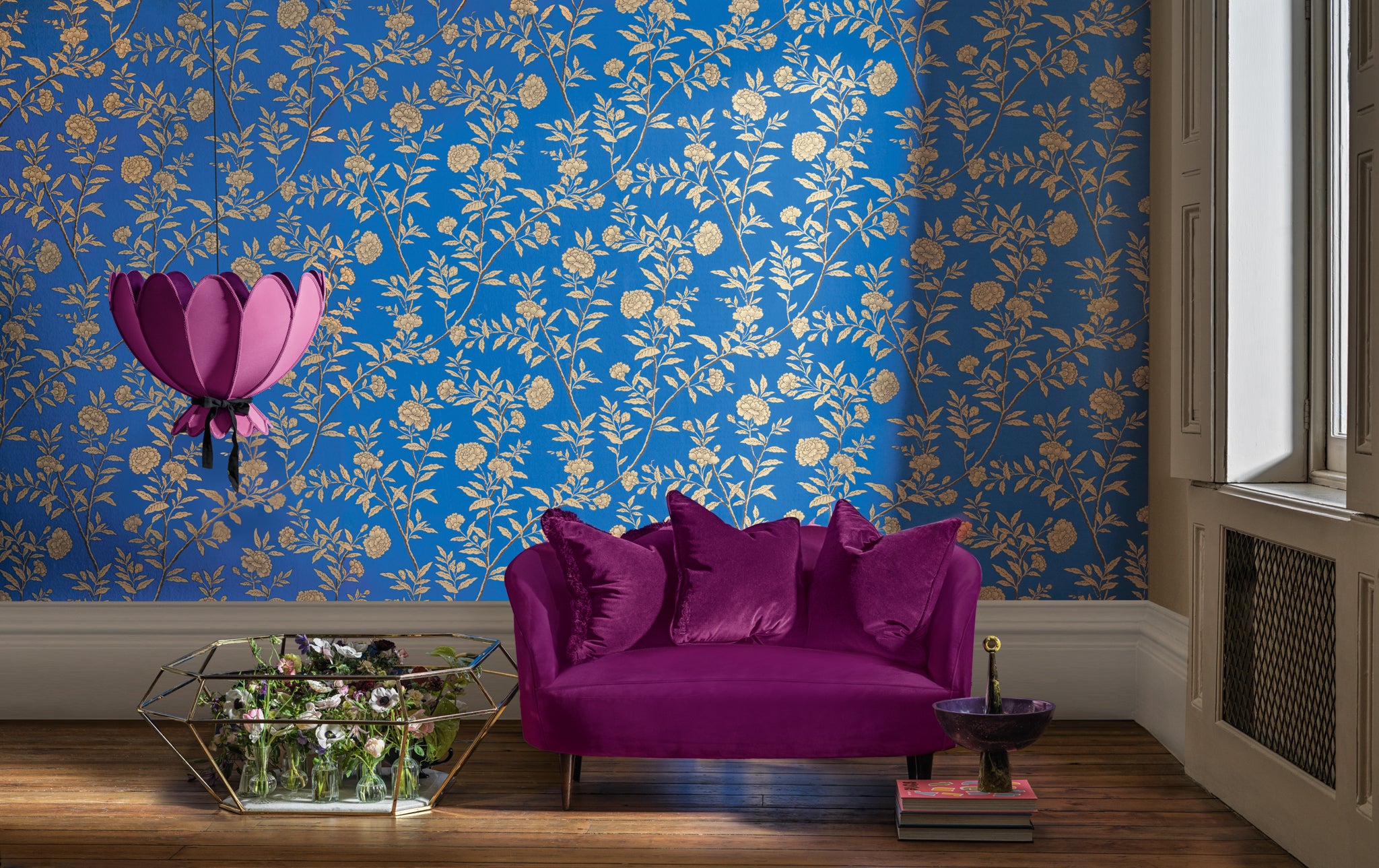 Roseberry Wallpaper in cobalt color - pattern number 127/3014.CS.0 - by Cole and Son in the Classics Vol I collection