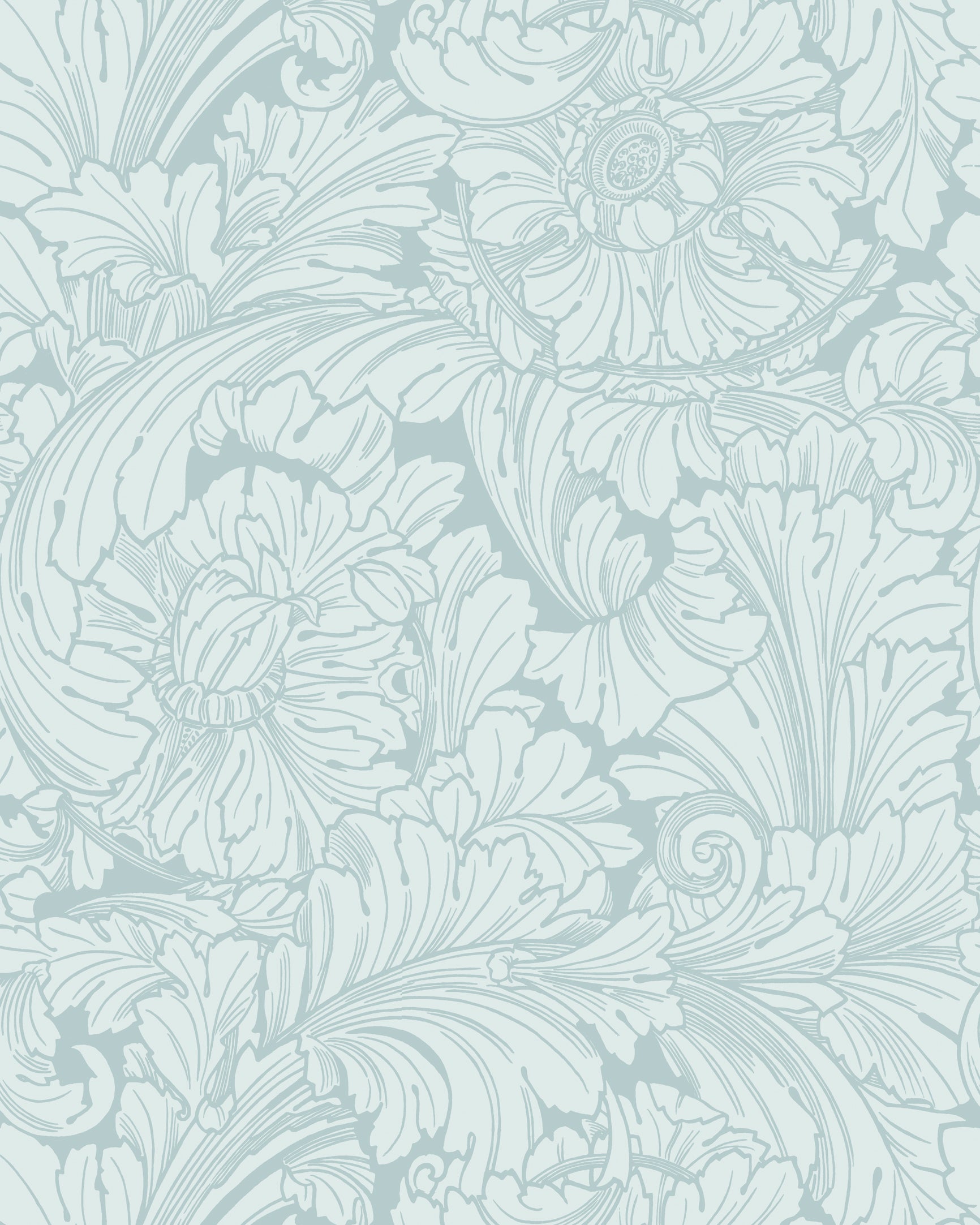 Acanthus Wallpaper in print room blue color - pattern number 127/6030.CS.0 - by Cole and Son in the Classics Vol I collection