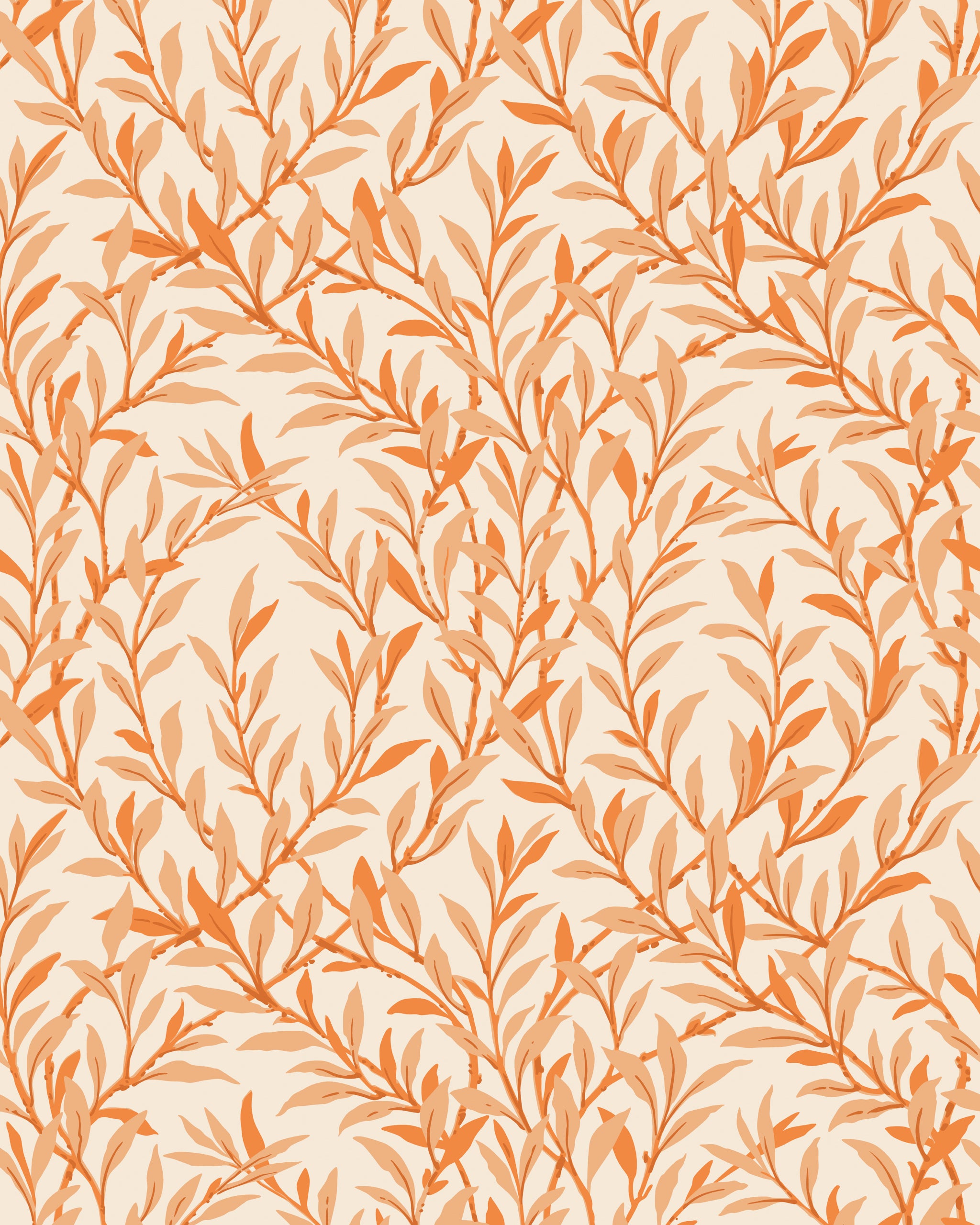 Willow Branch Wallpaper in tangerine/cream color - pattern number 127/7034.CS.0 - by Cole and Son in the Classics Vol I collection