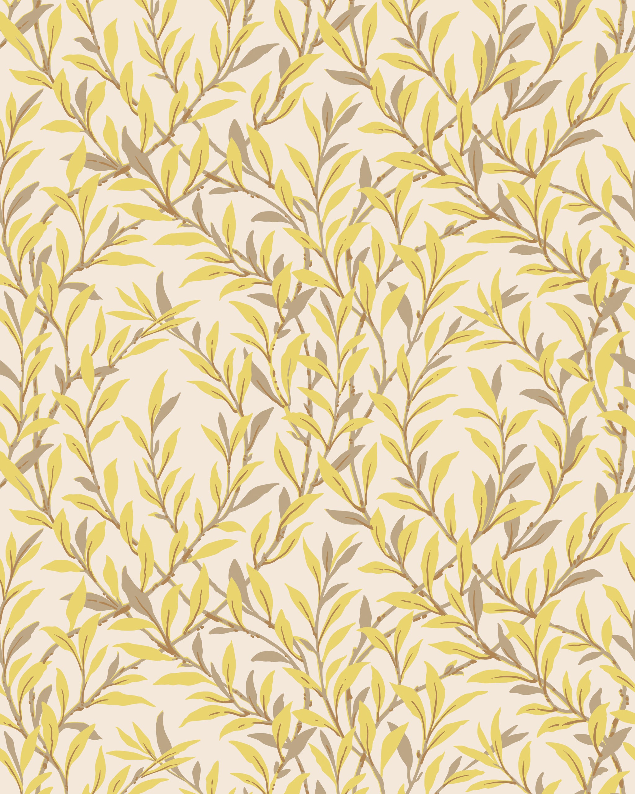 Willow Branch Wallpaper in citrine & moca on stone color - pattern number 127/7036.CS.0 - by Cole and Son in the Classics Vol I collection
