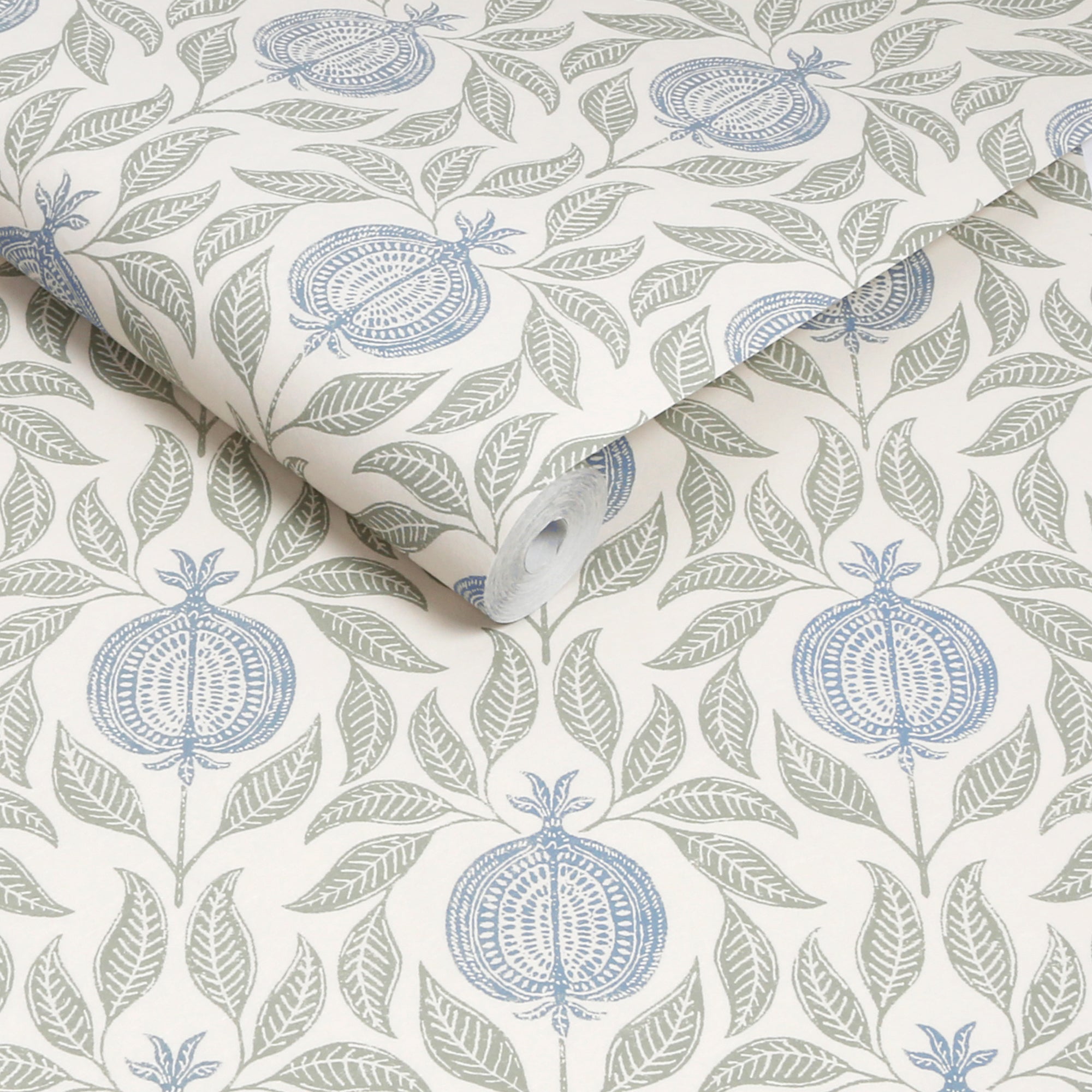 Apple of Grenada Wallpaper in sky blue & green color - pattern number 130289 - by Graham and Brown in the 2025 Exclusives collection