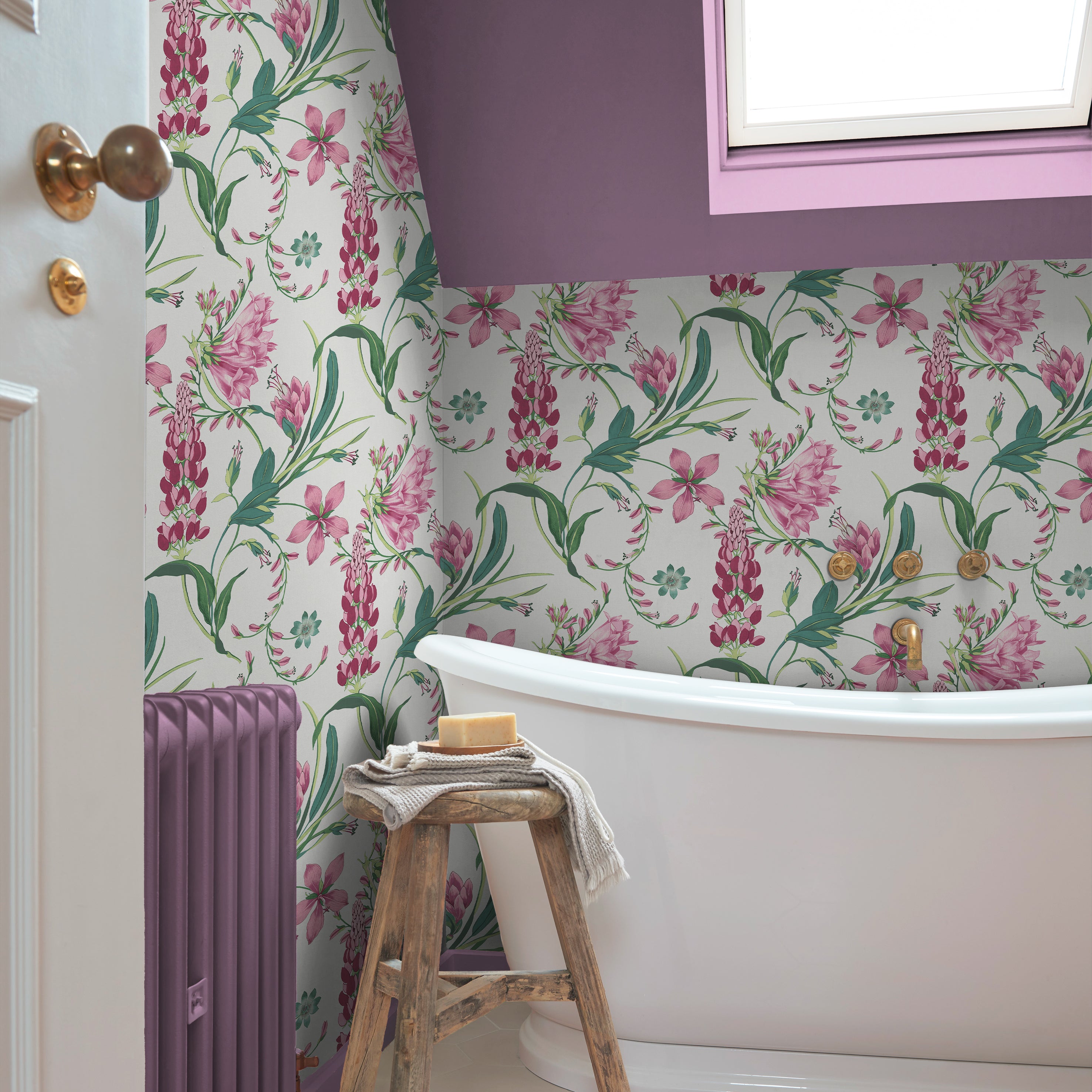 Botanists Scroll Wallpaper in mauve color - pattern number 130297 - by Graham and Brown in the 2025 Exclusives collection