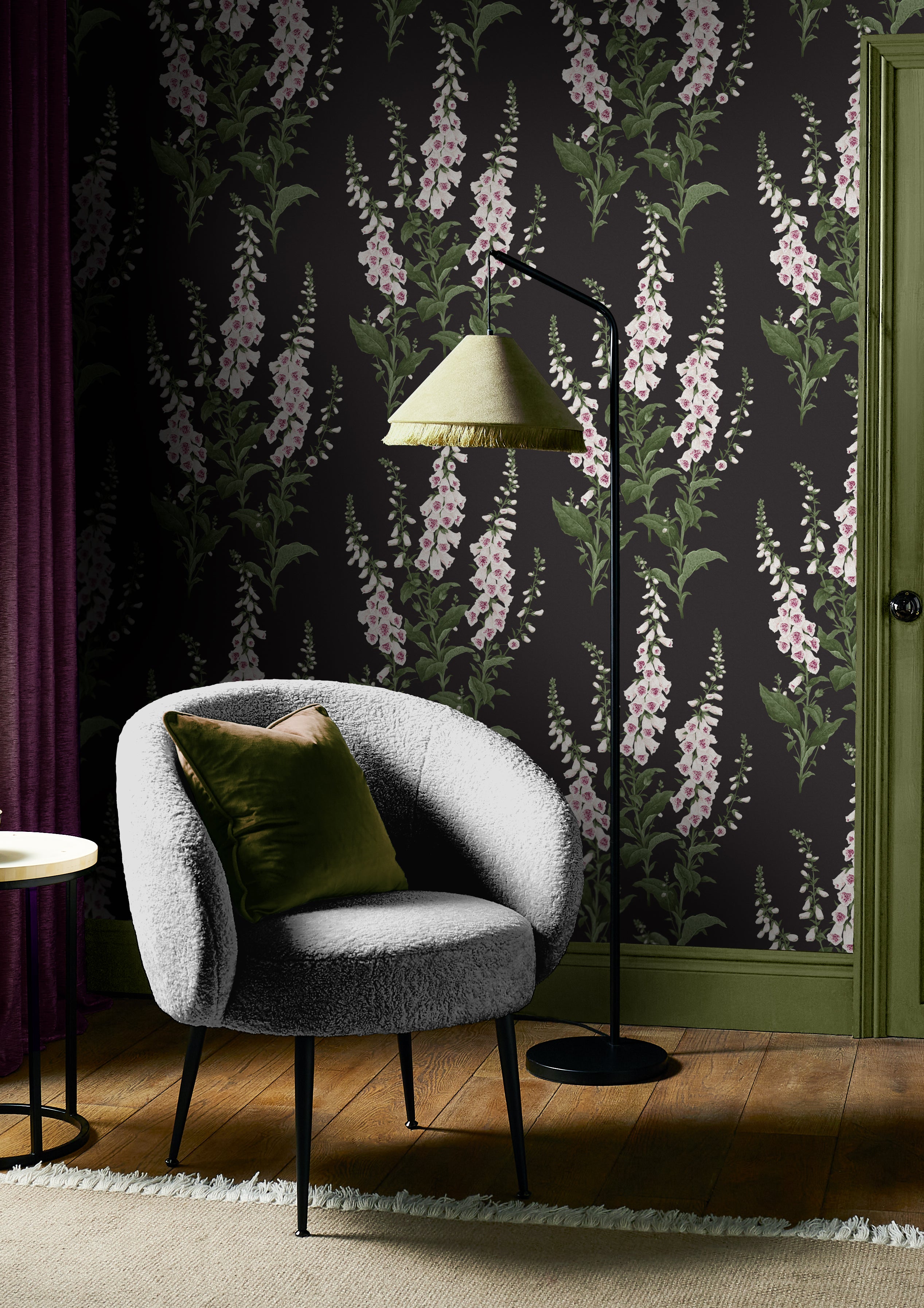 Foxglove Wallpaper in night color - pattern number 130305 - by Graham and Brown in the 2025 Exclusives collection