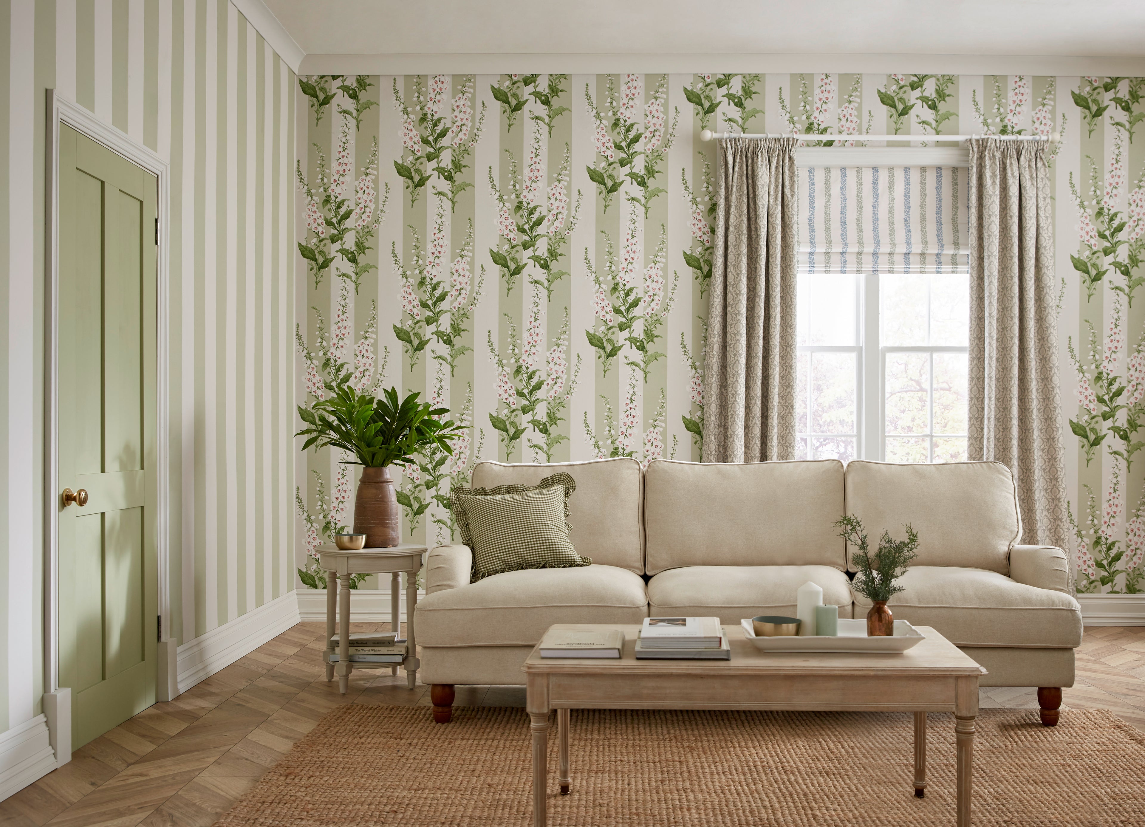 Foxglove Wallpaper in sage color - pattern number 130309 - by Graham and Brown in the 2025 Exclusives collection