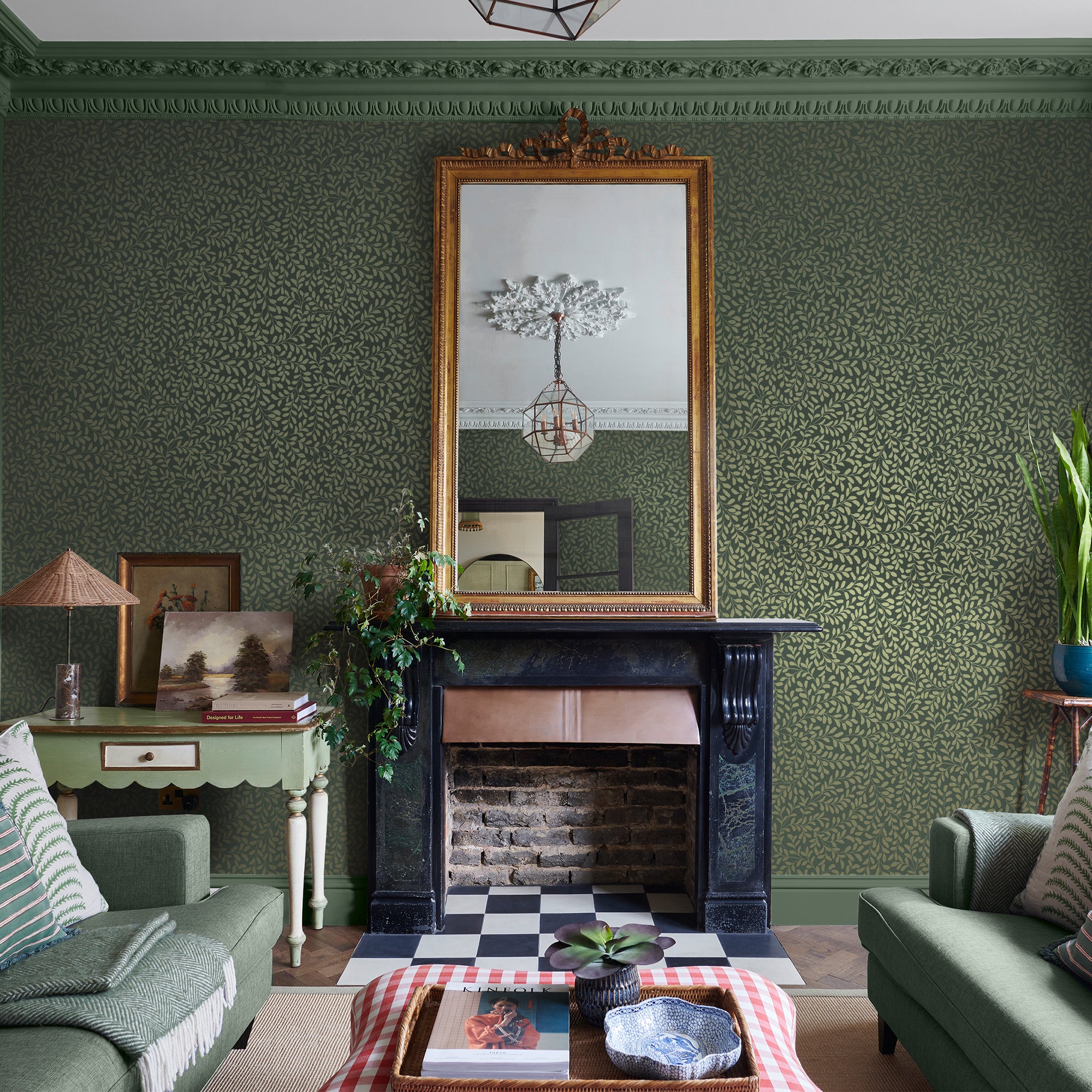 Gilded Leaf Wallpaper in olive color - pattern number 130370 - by Graham and Brown in the 2025 Exclusives collection