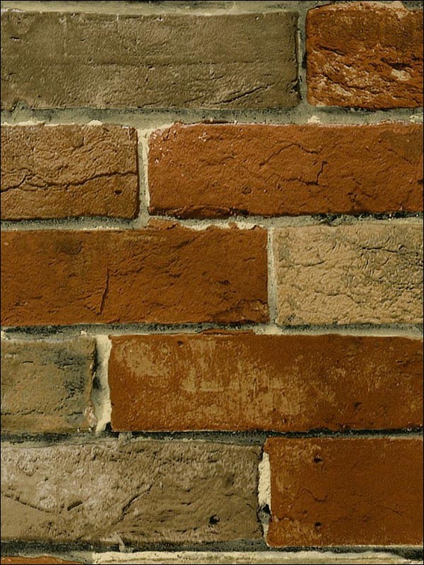 Photo Brick fabric in browns oranges reds color - pattern number BG21584 - by Patton Norwall in the Fresh Kitchens 5 collection