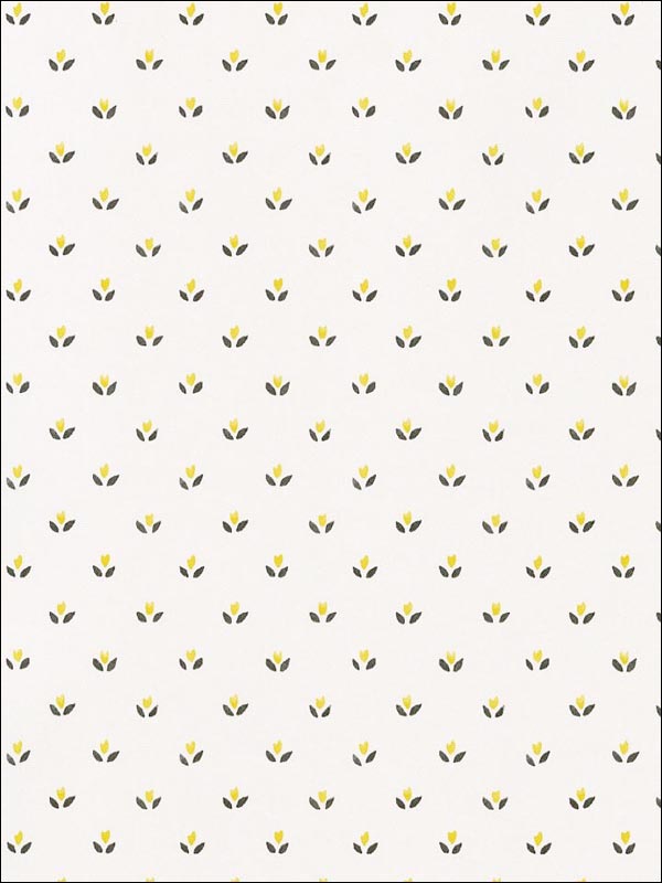 Tulips fabric in blacks yellows whites color - pattern number FK34403 - by Patton Norwall in the Fresh Kitchens 5 collection