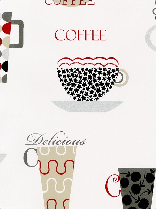 Coffee Time fabric in blacks browns greys color - pattern number FK34427 - by Patton Norwall in the Fresh Kitchens 5 collection