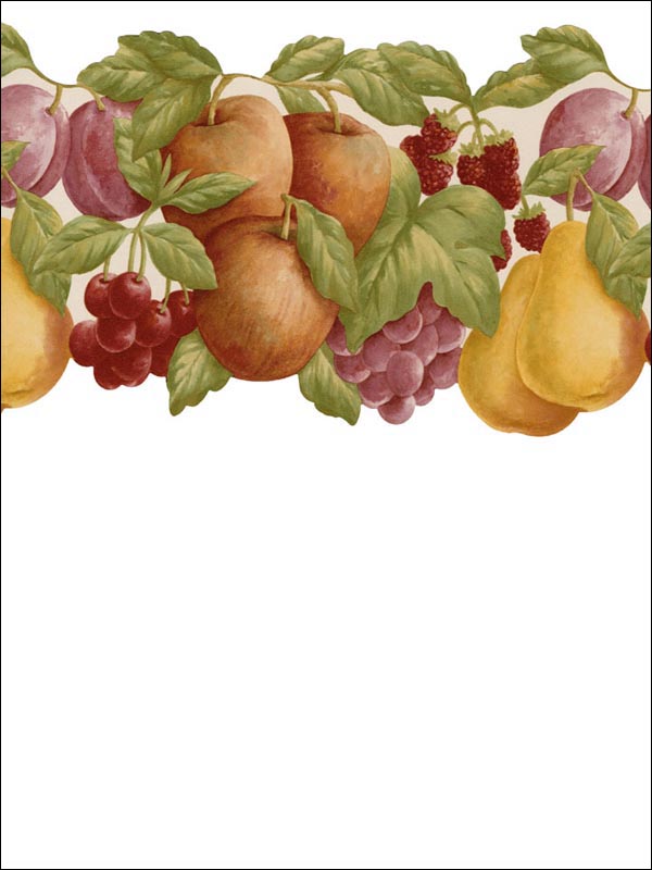 Double Die Cut Fruit border in greens reds pinks color - pattern number FK78452DC - by Patton Norwall in the Fresh Kitchens 5 collection