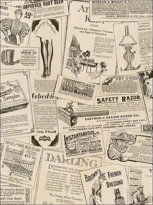 Newspapers wallpaper in blacks color - pattern number KC28503 - by Patton Norwall in the Fresh Kitchens 5 collection