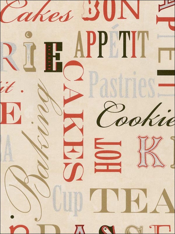 Kitchen Script fabric in browns reds silvers color - pattern number KC28542 - by Patton Norwall in the Fresh Kitchens 5 collection