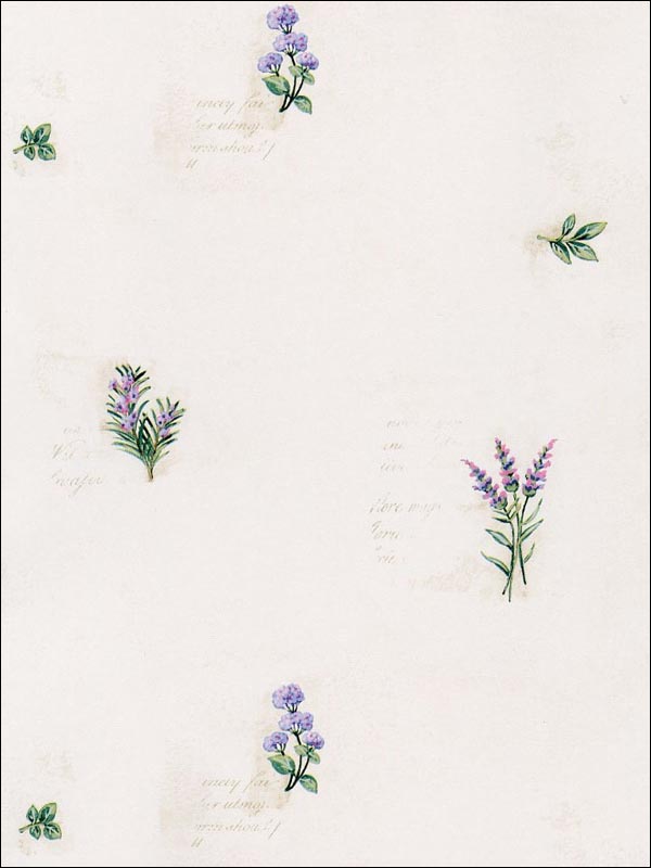 Herb Flowers Sidewall wallpaper in greens pinks whites color - pattern number KV27431 - by Patton Norwall in the Fresh Kitchens 5 collection