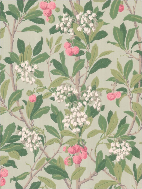 Strawberry Tree fabric in pink and duck egg color - pattern number 100/10048.CS.0 - by Cole and Son in the Archive Anthology collection