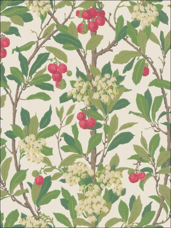 Strawberry Tree fabric in scarlet and ivory color - pattern number 100/10049.CS.0 - by Cole and Son in the Archive Anthology collection