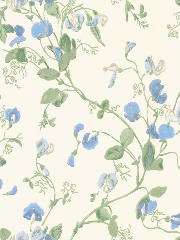 Sweet Pea wallpaper in blue color - pattern number 100/6031.CS.0 - by Cole and Son in the Archive Anthology collection