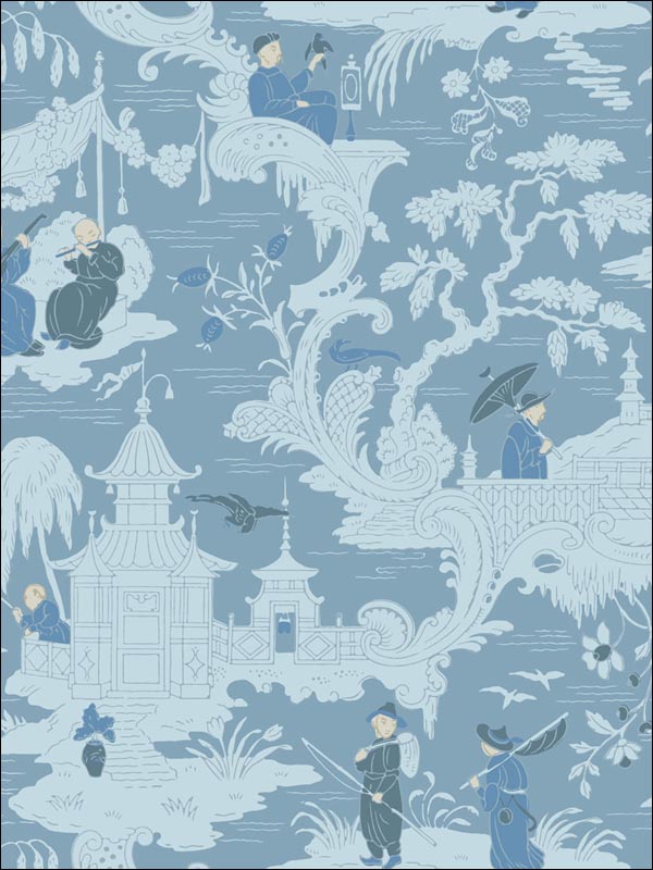Chinese Toile wallpaper in blue color - pattern number 100/8038.CS.0 - by Cole and Son in the Archive Anthology collection