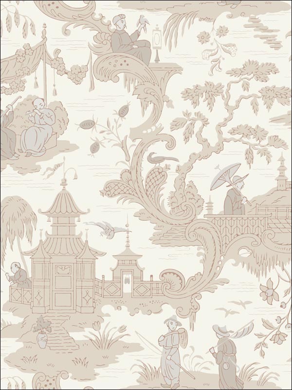 Chinese Toile wallpaper in neutral color - pattern number 100/8039.CS.0 - by Cole and Son in the Archive Anthology collection