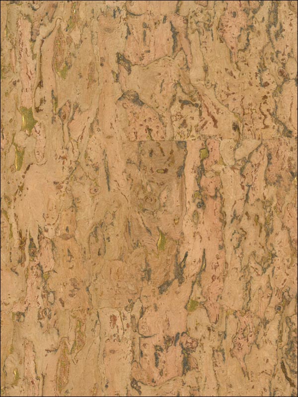 Cork wallpaper in brown metallic gold color - pattern number NA503 - by Seabrook in the Natural Resource Seabrook collection