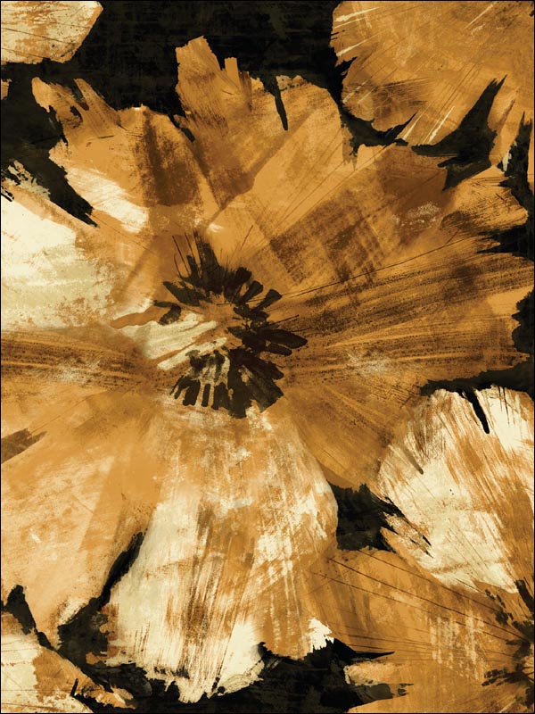 Curie Abstract Floral fabric in metallic gold and ebony color - pattern number AV50005 - by Seabrook in the Avant Garde by Seabrook Designs collection