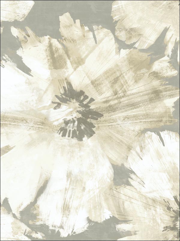 Curie Abstract Floral fabric in metallic silver and off white color - pattern number AV50008 - by Seabrook in the Avant Garde by Seabrook Designs collection