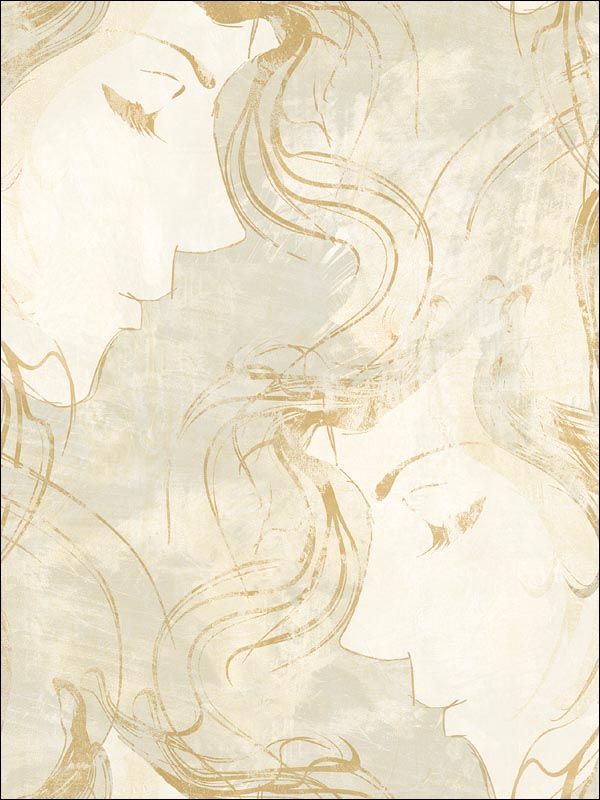 Chadwick Portrait fabric in metallic gold and off white color - pattern number AV50108 - by Seabrook in the Avant Garde by Seabrook Designs collection