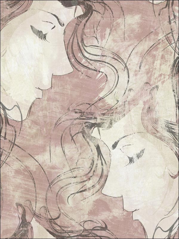 Chadwick Portrait fabric in metallic pearl and mauve color - pattern number AV50109 - by Seabrook in the Avant Garde by Seabrook Designs collection