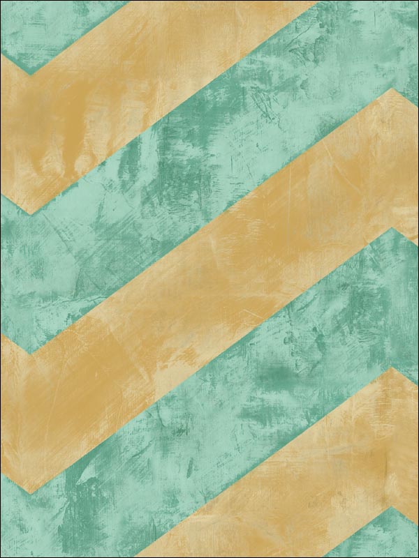 Hubble Chevron fabric in metallic gold and teal color - pattern number AV50415 - by Seabrook in the Avant Garde by Seabrook Designs collection