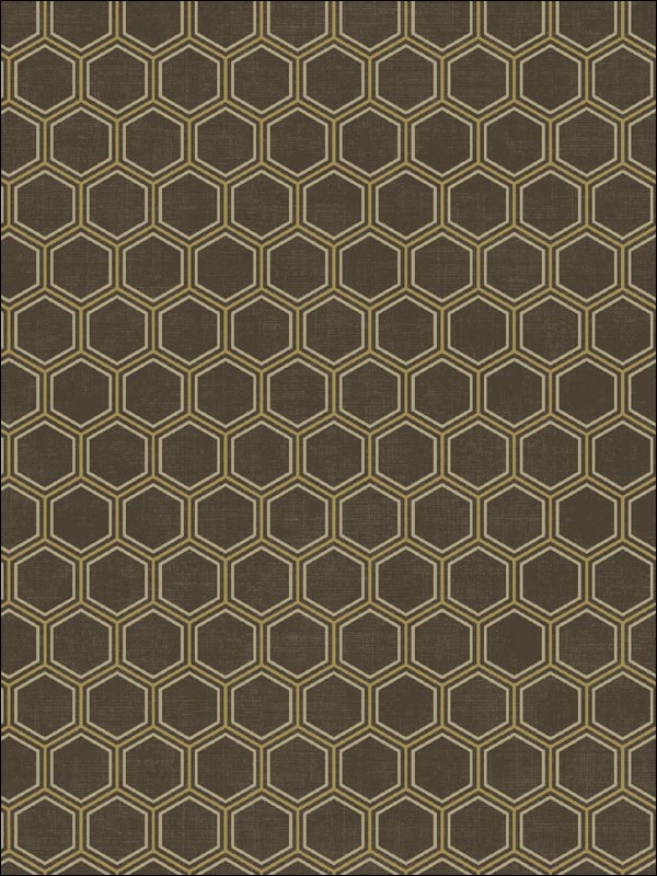 Curie Geo wallpaper in metallic gold and espresso color - pattern number AV51205 - by Seabrook in the Avant Garde by Seabrook Designs collection