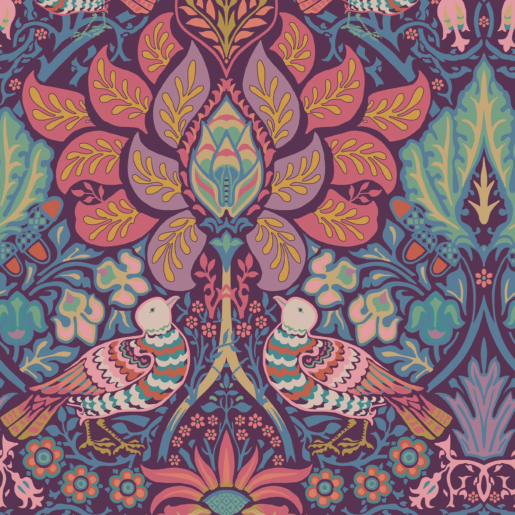 Dove and Rose wallpaper in carnival color - pattern number 140478 - by Graham and Brown in the William Morris At Home SS25 collection