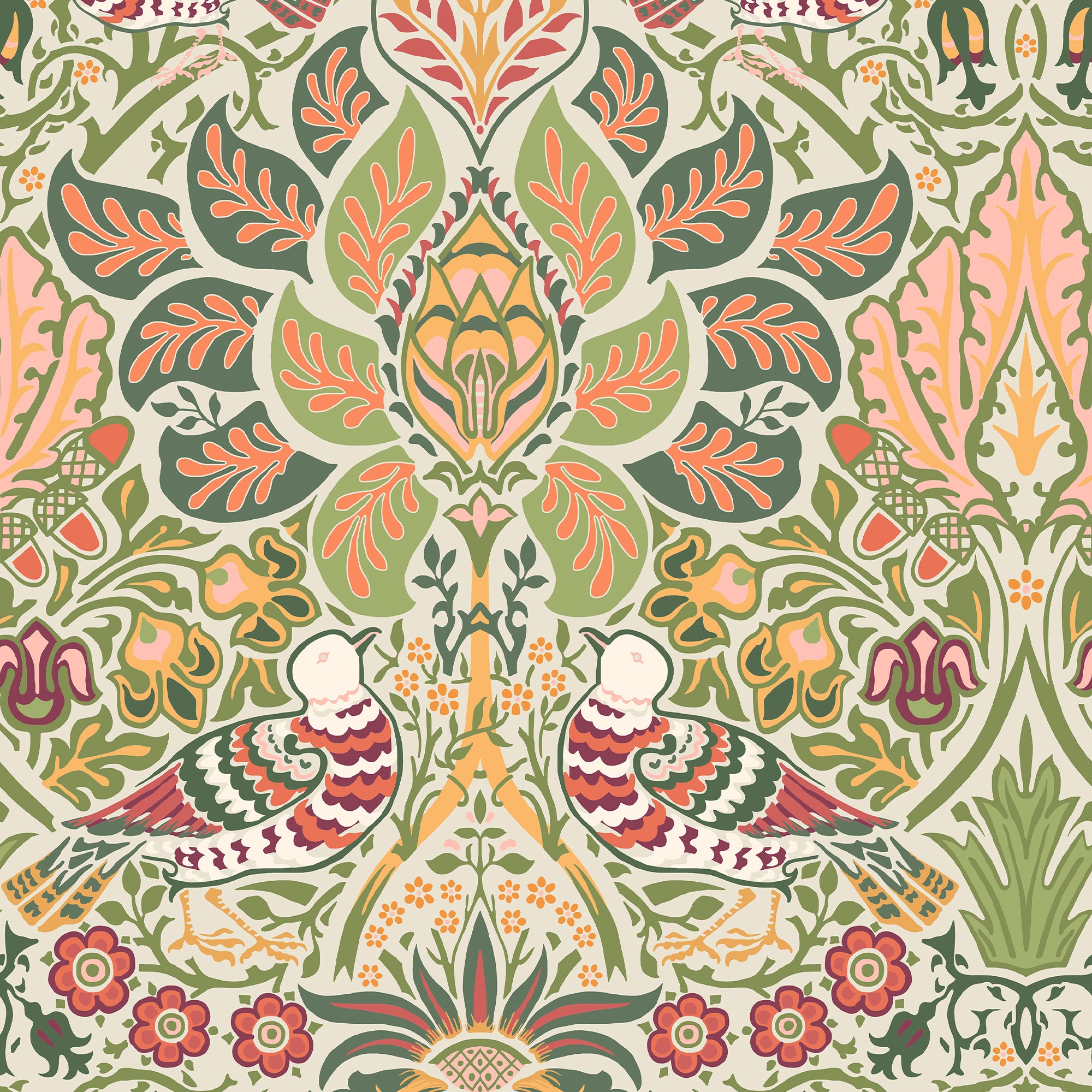Dove and Rose wallpaper in rose olive color - pattern number 140481 - by Graham and Brown in the William Morris At Home SS25 collection
