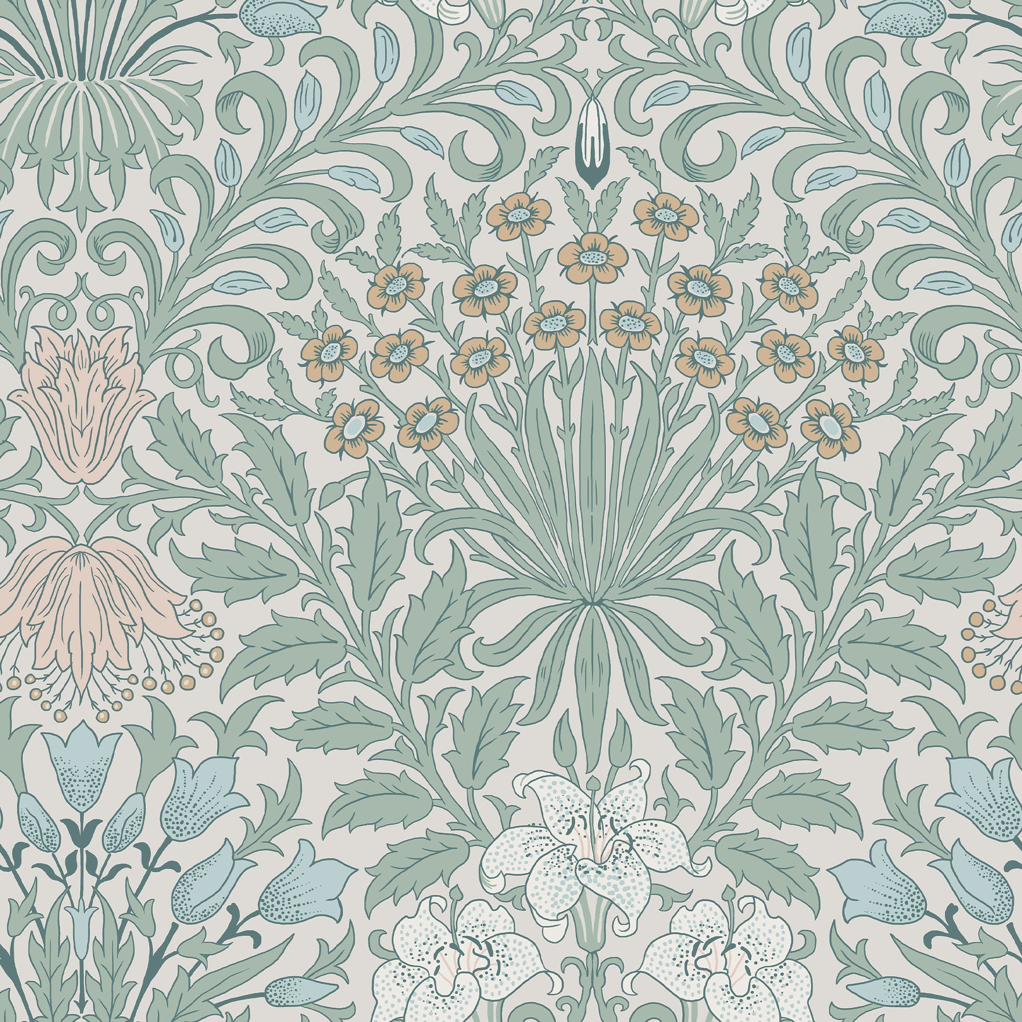 Garden wallpaper in blues color - pattern number 140496 - by Graham and Brown in the William Morris At Home SS25 collection