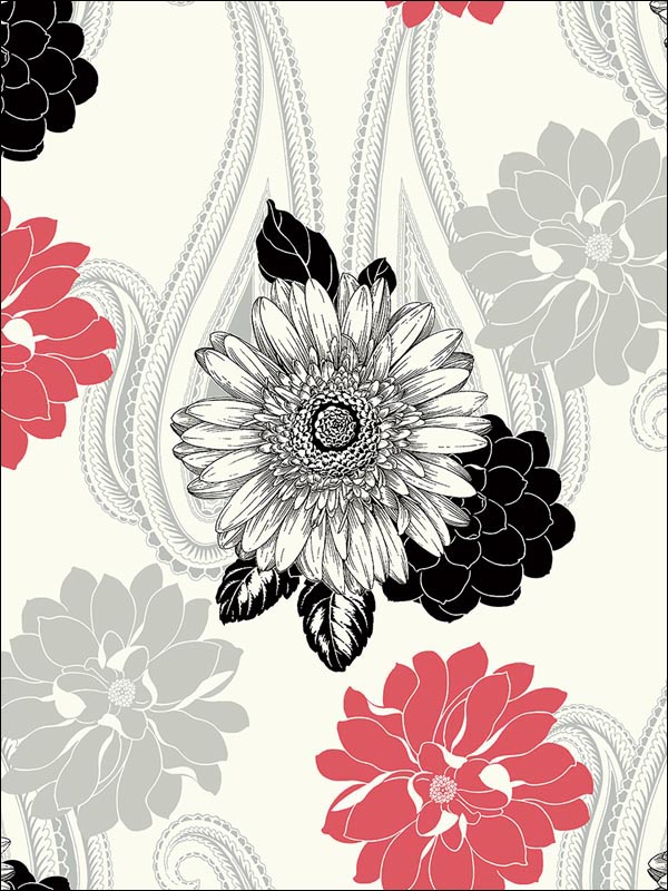 Floral Paisley fabric in 20801 color - pattern number BW20801 - by Paper and Ink in the Black and White Paper and Ink collection