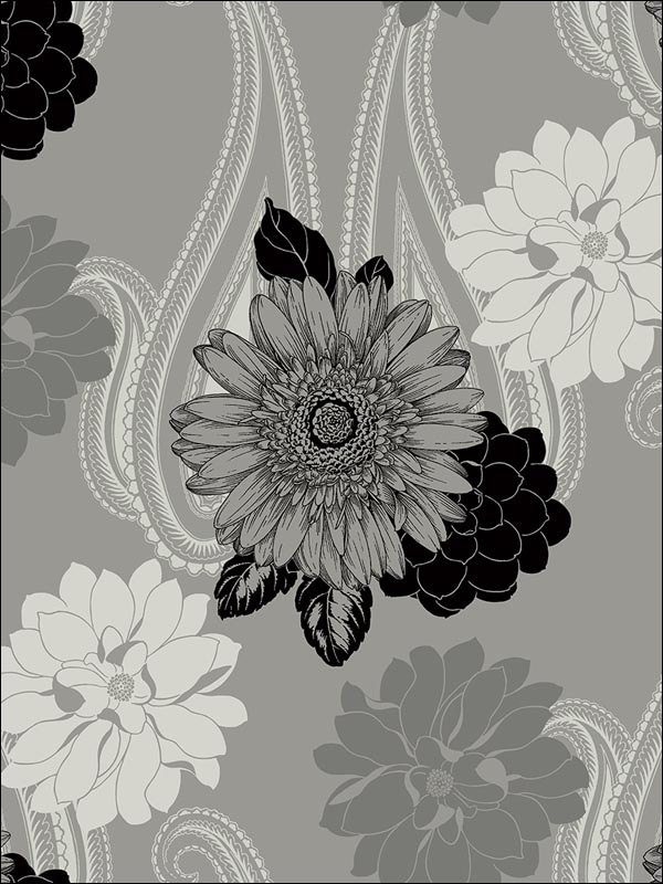 Floral Paisley fabric in 20812 color - pattern number BW20812 - by Paper and Ink in the Black and White Paper and Ink collection