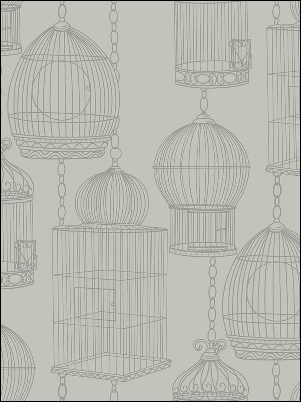 Bird Cages wallpaper in 21502 color - pattern number BW21502 - by Paper and Ink in the Black and White Paper and Ink collection
