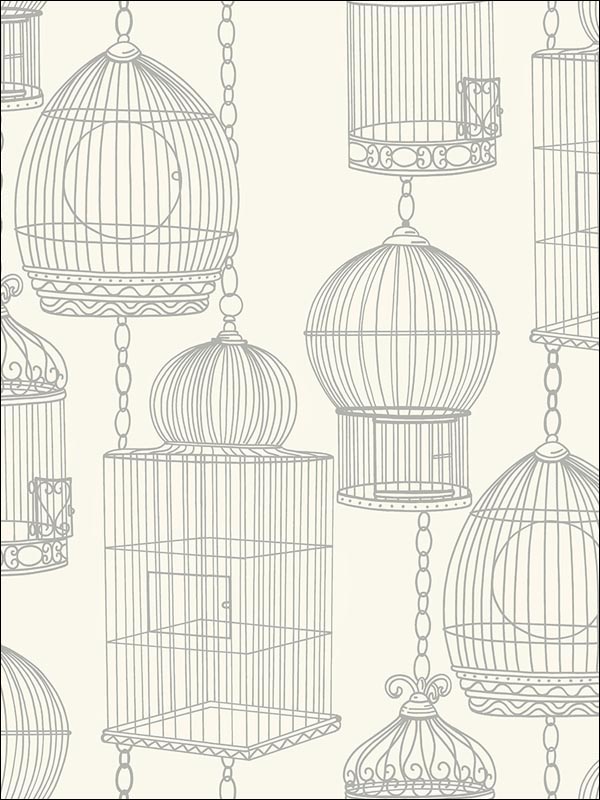 Bird Cages fabric in 21507 color - pattern number BW21507 - by Paper and Ink in the Black and White Paper and Ink collection