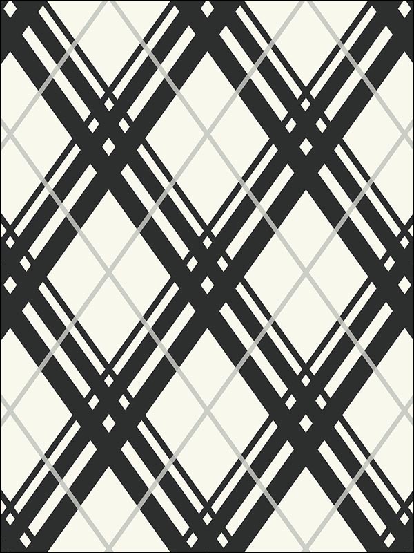 Bias Plaid wallpaper in 22010 color - pattern number BW22010 - by Paper and Ink in the Black and White Paper and Ink collection