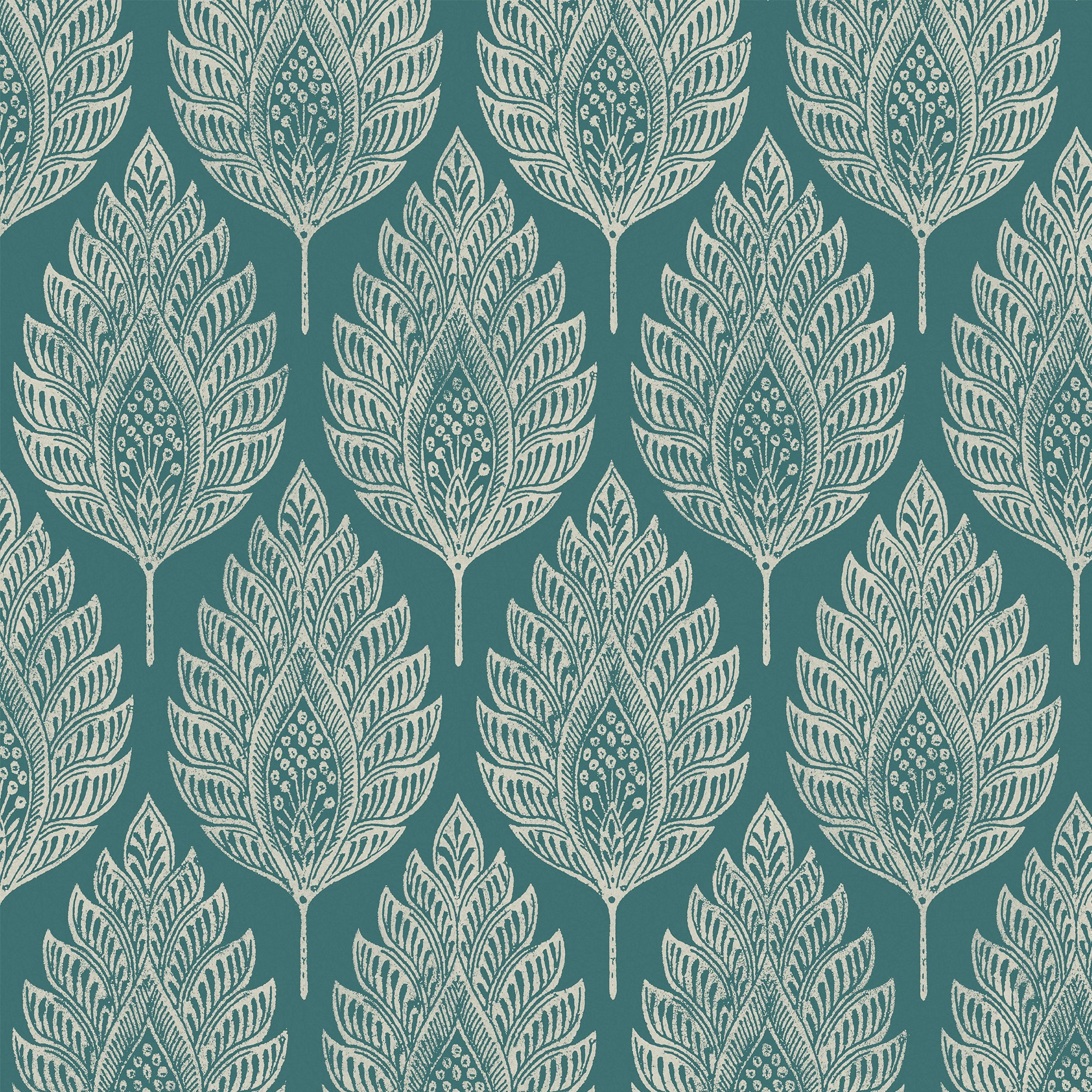 Flame Leaf Wallpaper in teal color - pattern number 142309 - by Graham and Brown in the 2025 Exclusives collection