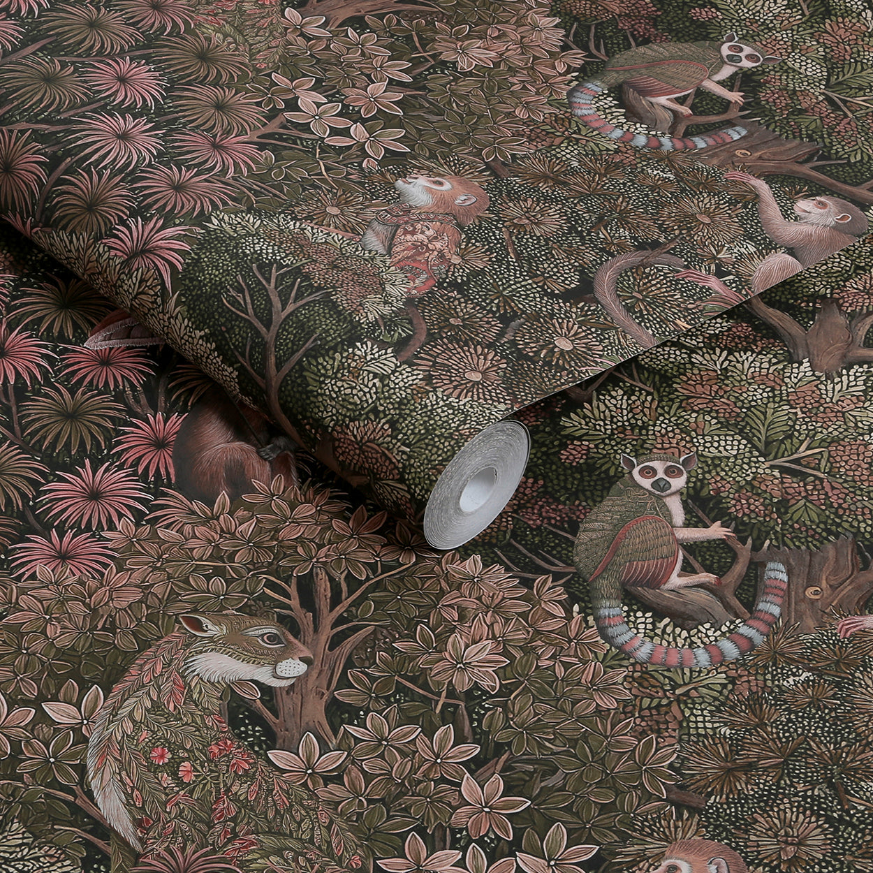 Treetop Troop Wallpaper in damson color - pattern number 142312 - by Graham and Brown in the 2025 Exclusives collection
