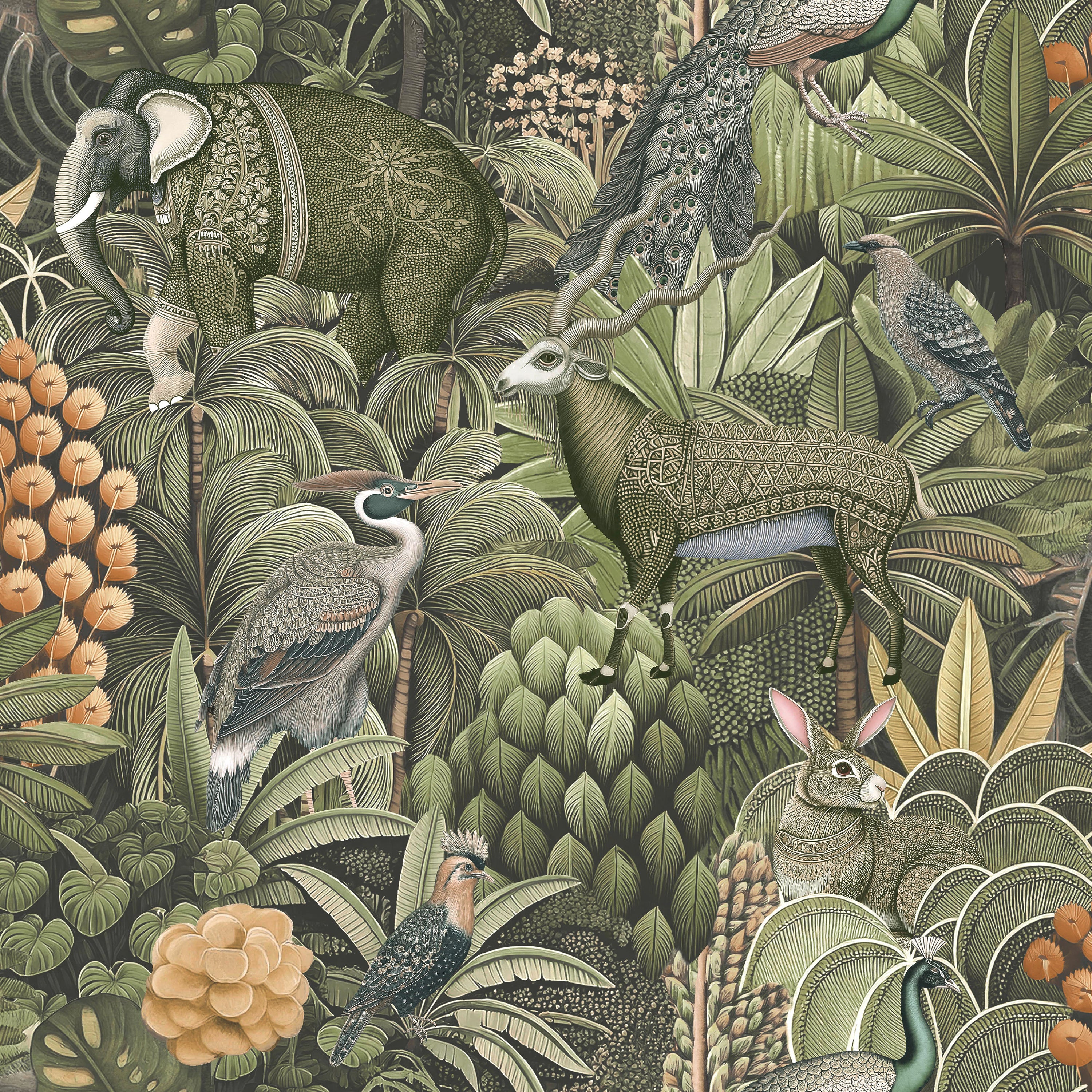 Jungle Jamboree Wallpaper in sage color - pattern number 142316 - by Graham and Brown in the 2025 Exclusives collection