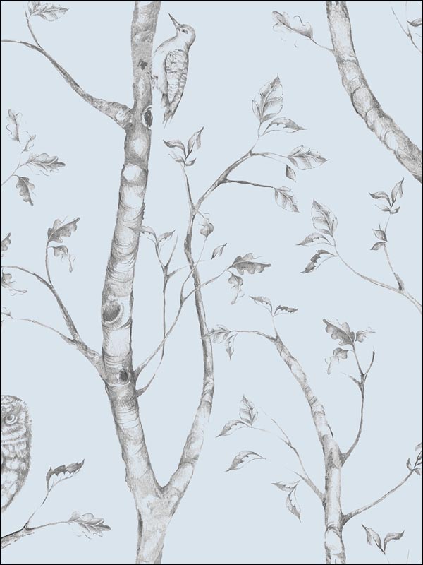 Woods Peel and Stick fabric in blue color - pattern number NU1413 - by Brewster in the NuWallpaper collection