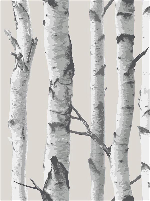 Birch Tree Peel and Stick fabric in neutral color - pattern number NU1650 - by Brewster in the NuWallpaper collection