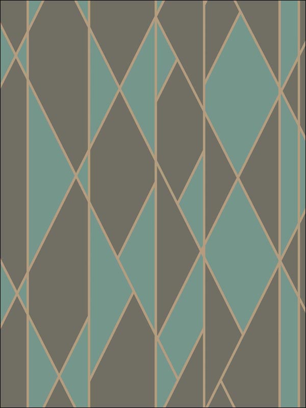 Oblique fabric in teal and black color - pattern number 105/11048.CS.0 - by Cole and Son in the Geometric II collection