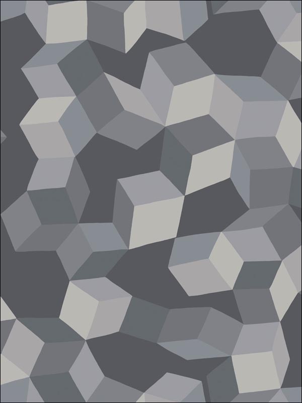 Puzzle fabric in grey and black color - pattern number 105/2011.CS.0 - by Cole and Son in the Geometric II collection