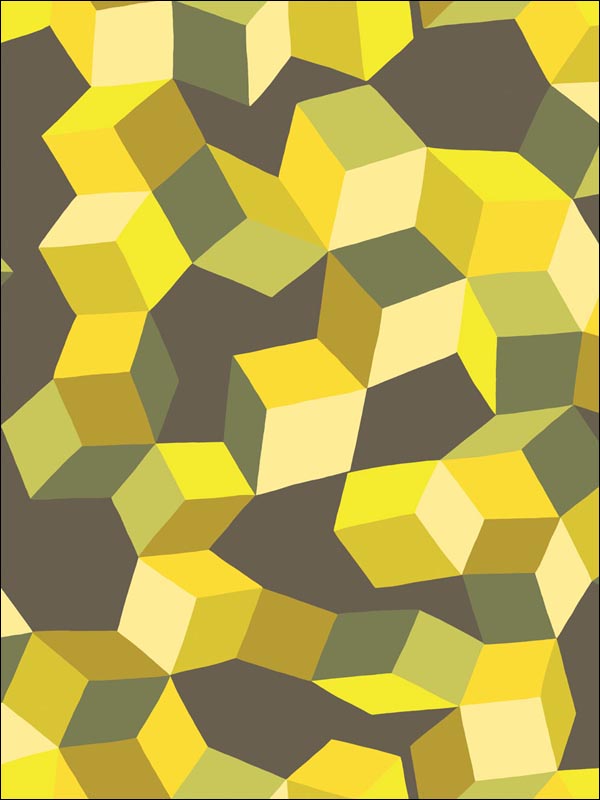 Puzzle fabric in yellow and black color - pattern number 105/2012.CS.0 - by Cole and Son in the Geometric II collection