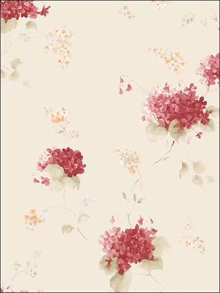 Floral Hortensia Trail fabric in reds color - pattern number CO25908 - by Patton Norwall in the Pretty Prints 4 collection