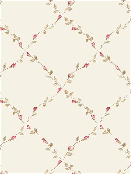 Kitchen Red Rose Trellis wallpaper in pink color - pattern number PP27728 - by Patton Norwall in the Pretty Prints 4 collection
